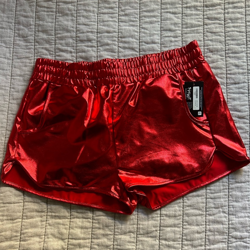 Spirit Halloween red mini shorts